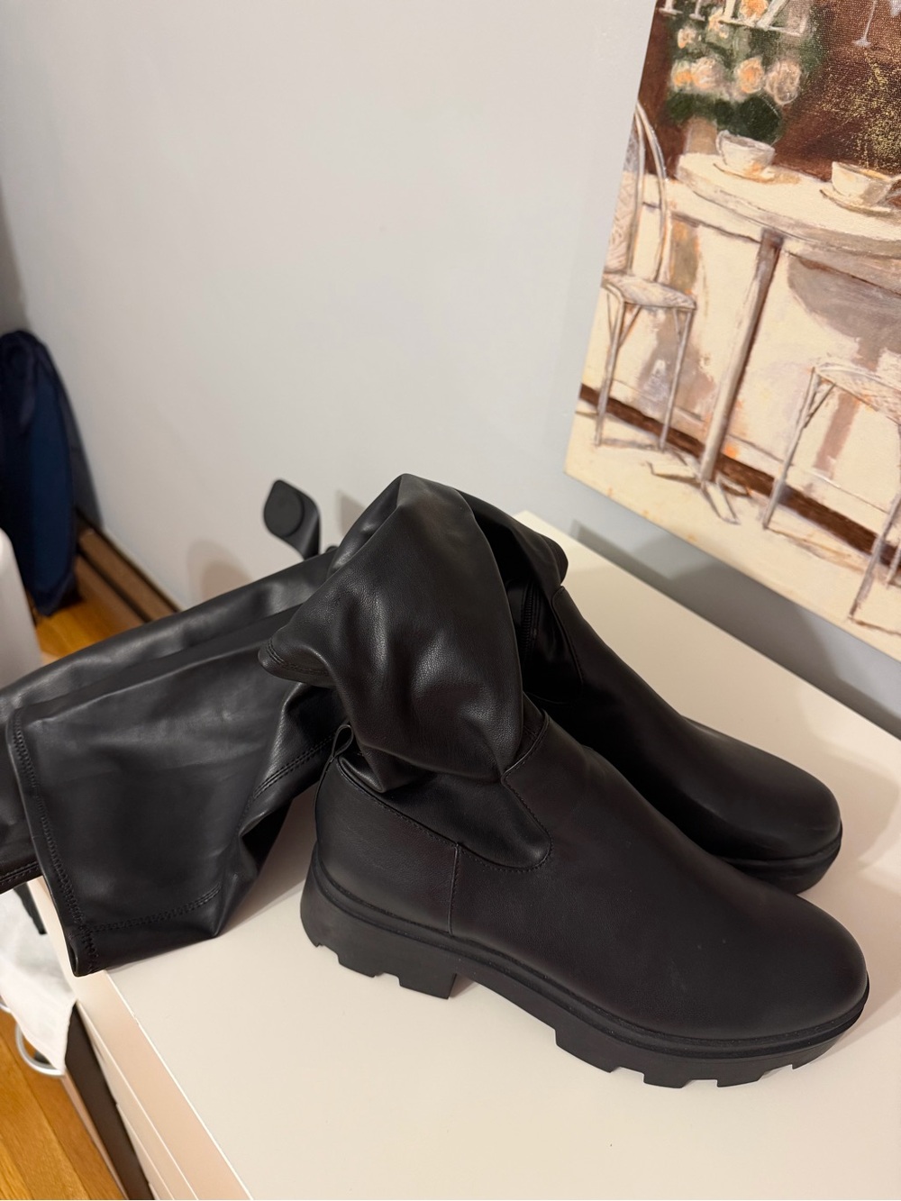 Over-the-Knee Black Chunky Sole Boots